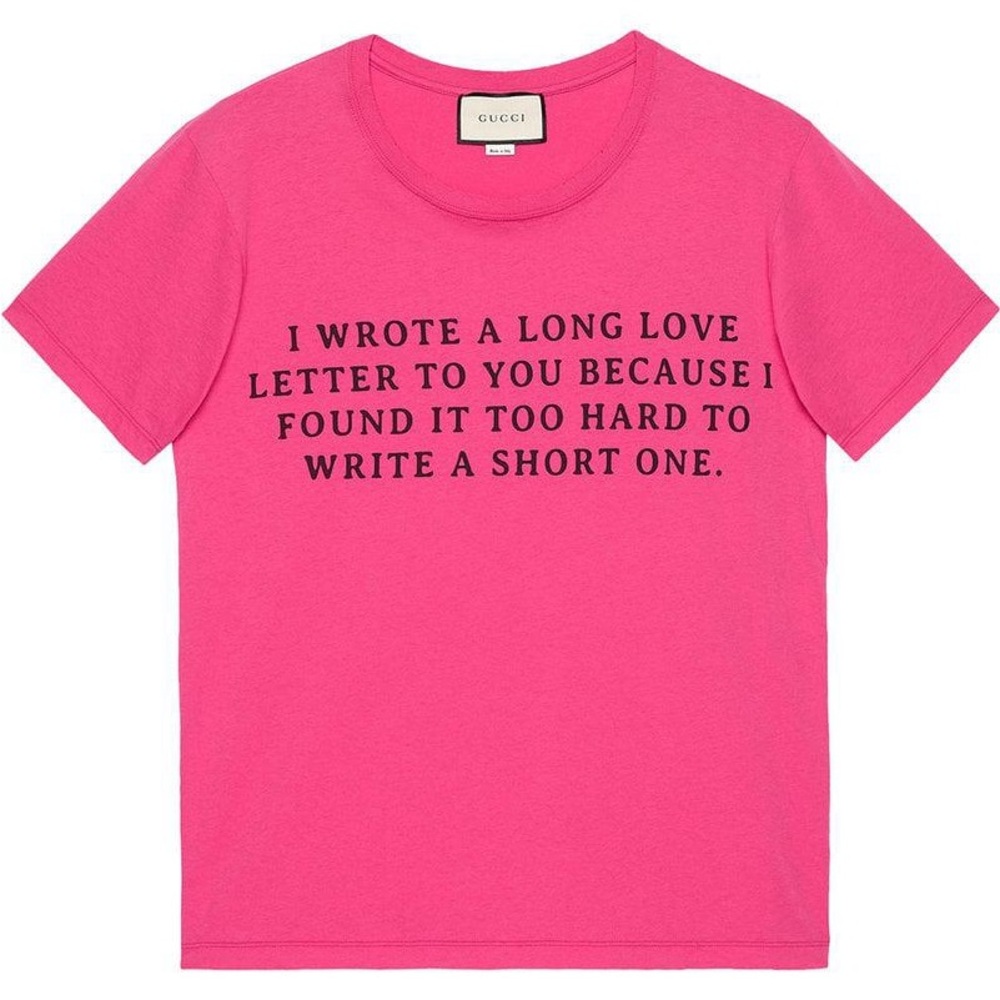 Used Gucci “GUCCY” Love Letter Print Pink T-Shirt